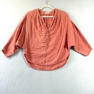 CP Shades Free People Collaboration Top Women XS Cropped Oversized Popover Gauze